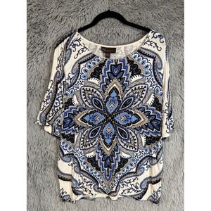 Dana Buchman Women's Size L  Paisley Print Dolman Sleeve Top Shirt